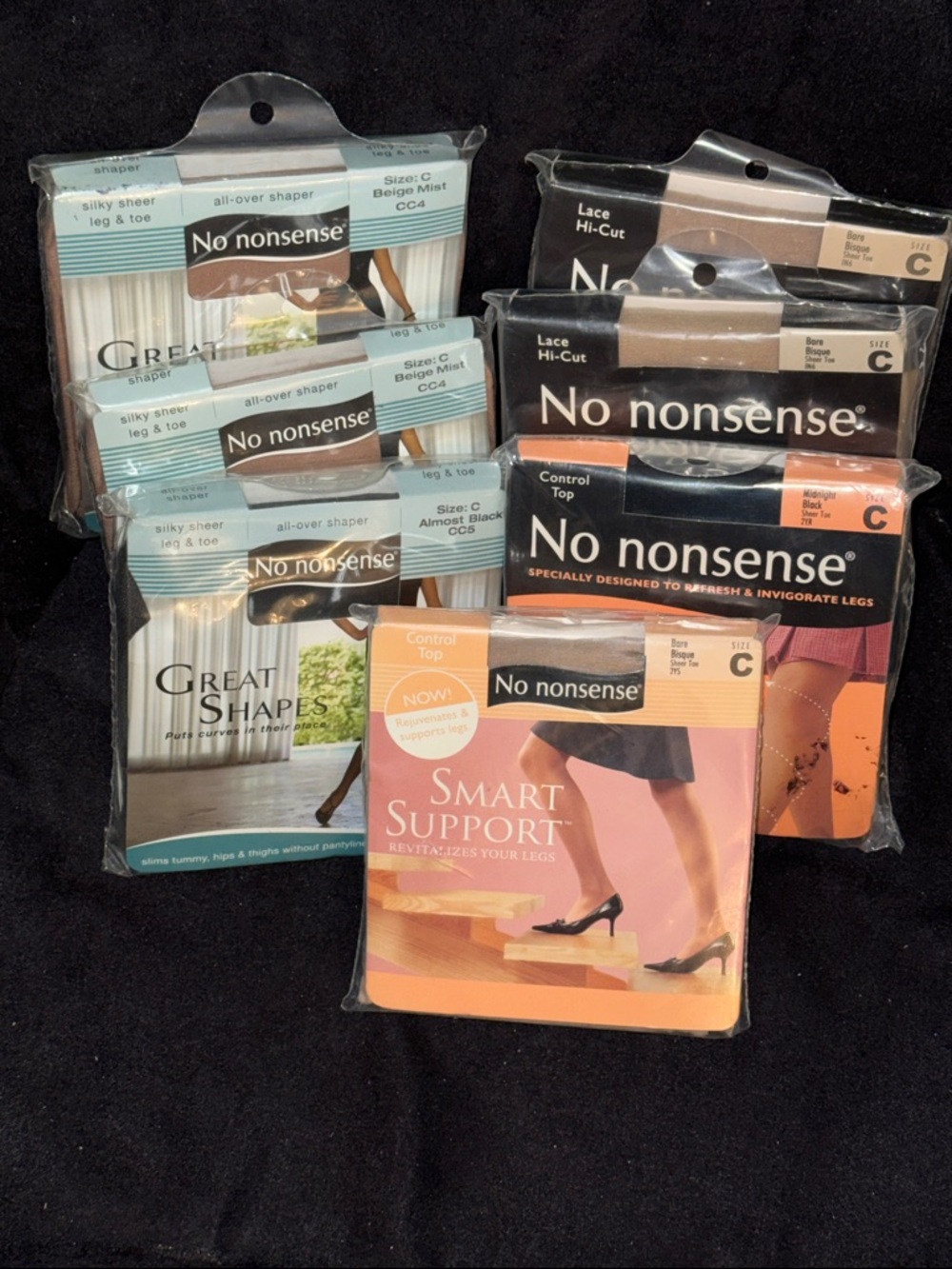 7 prs no nonsense, pantyhose  Control Top (Size C)